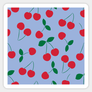 Cherry print on blue Sticker